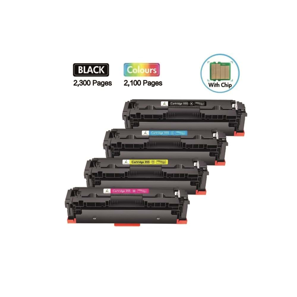 Ramott CRG055-LBP-662-MF-741-MF-746 CHİPLİ 4 RENK SET Muadil Toner 2100 Baskı